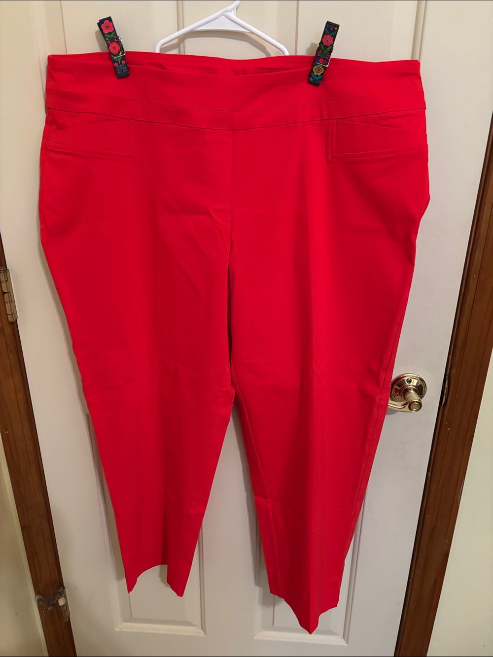 Zac & Rachel Bright Red Wide Leg Ponte Pants